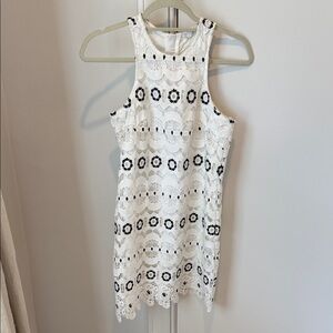 Lovers + Friends White and Black Lace Mini Dress
